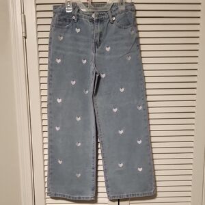 Girl Blue Jeans with Heart Accents 11/12
